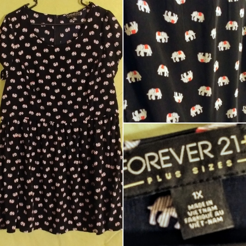 1X Forever 21+ Elephant Print Tunic